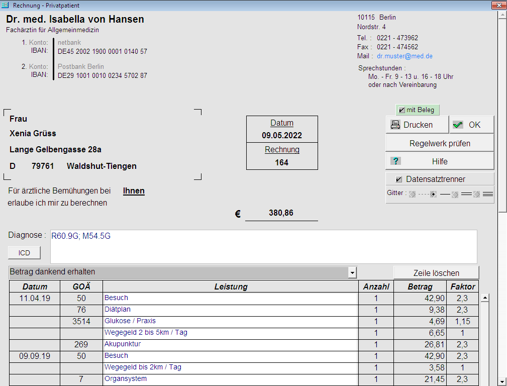 Rechnung - Privatpatient